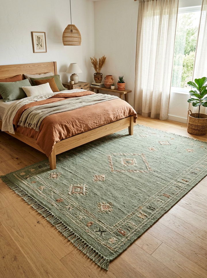 Sage Green Earthy Rug - 30 bedroom rugs