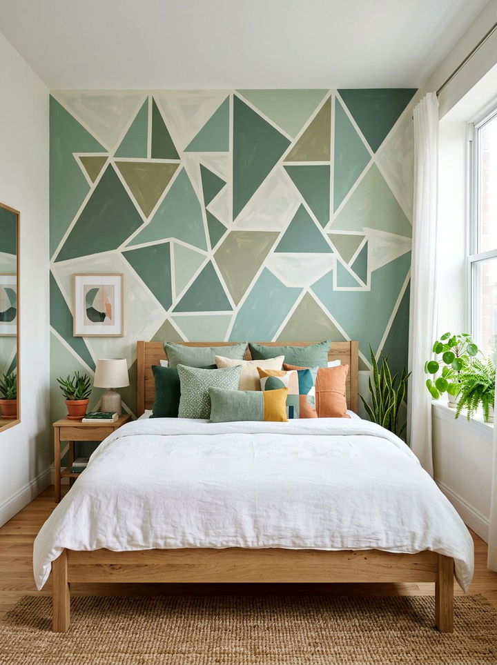 Sage Green Geometric Accent Wall - 30 sage green accent wall bedroom
