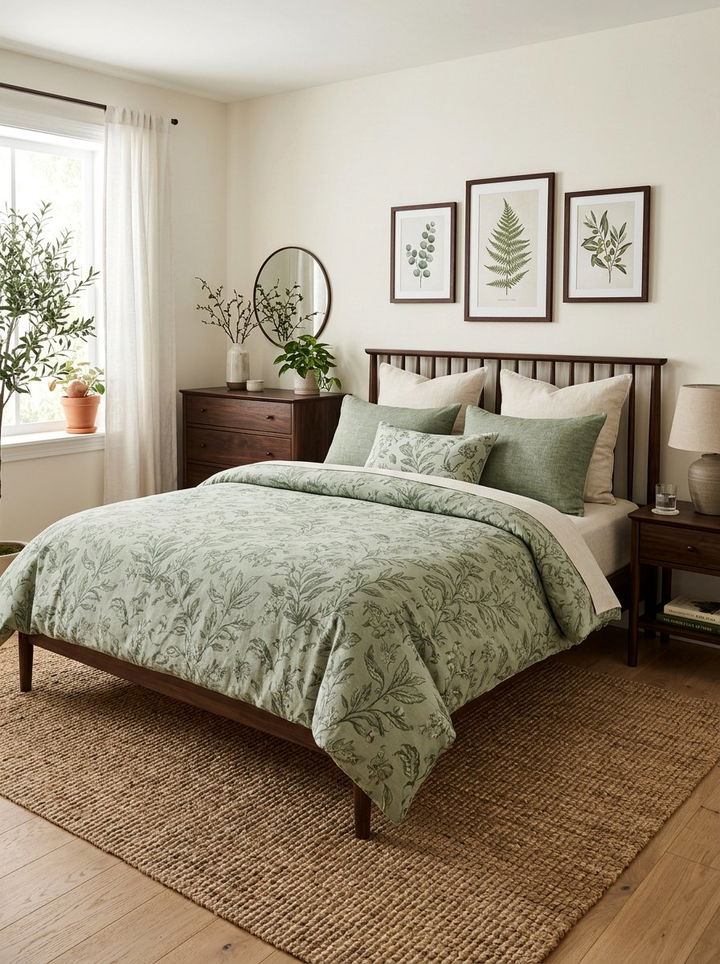 Sage Green Leafy Floral Duvet - 30 bedroom floral bedding ideas