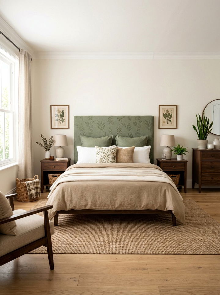 Sage Green Linen Headboard - 30 bedroom linen headboards