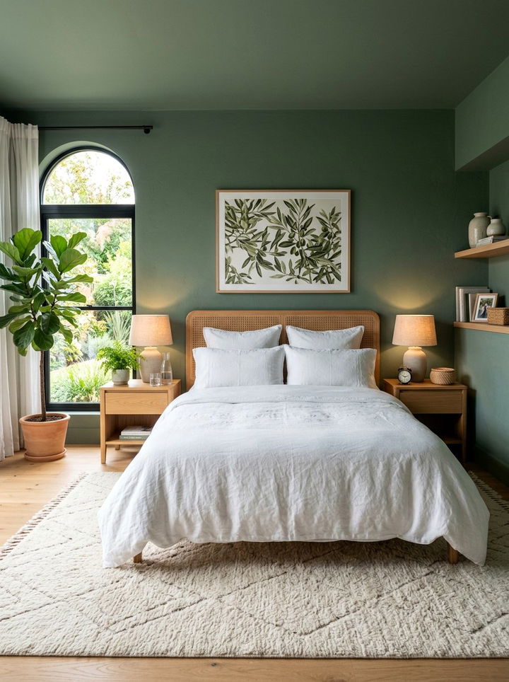 Sage Green Relaxing Space - 30 rich color bedroom ideas