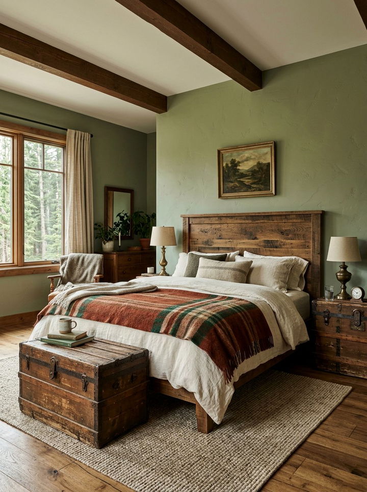 Sage Green Rustic Bedroom - 30 bedroom sage green walls