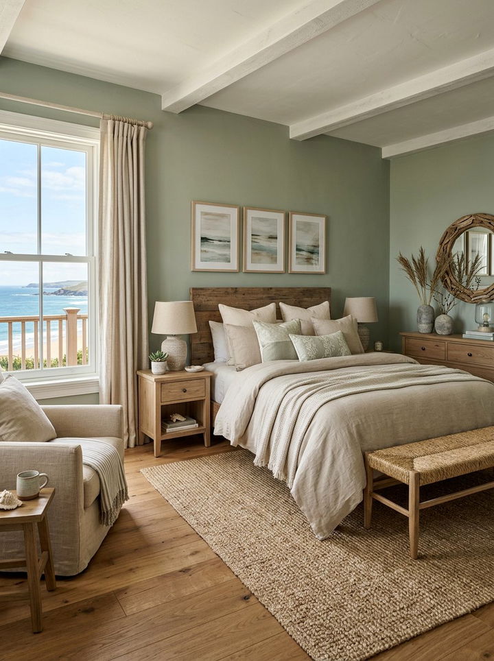 Sage Green Seaside Room - 30 ocean inspired bedroom color ideas