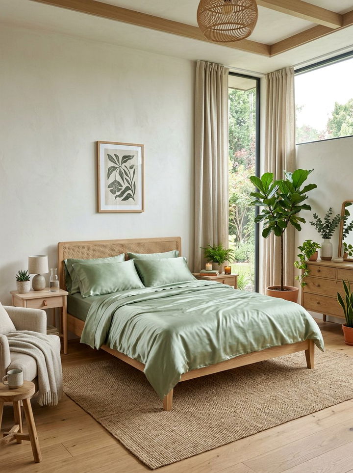 Sage Green Silk Sheets - 30 silk bedroom ideas