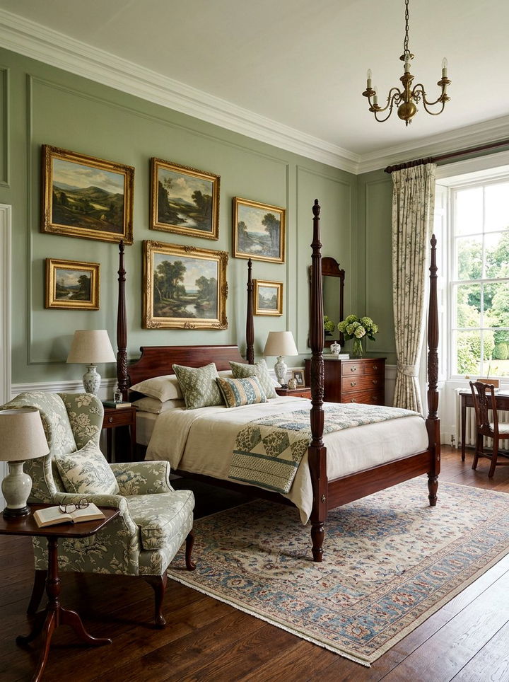 Sage Green Traditional Bedroom - 30 pastel green bedroom ideas