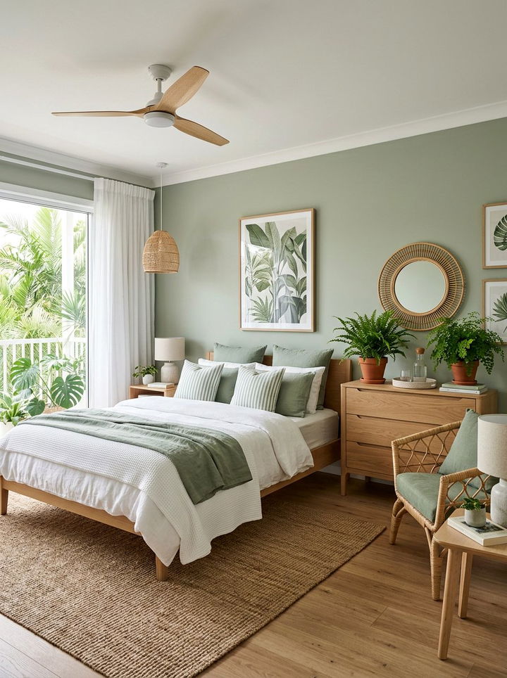 Sage Green Tropical Bedroom - 30 tropical bedroom ideas