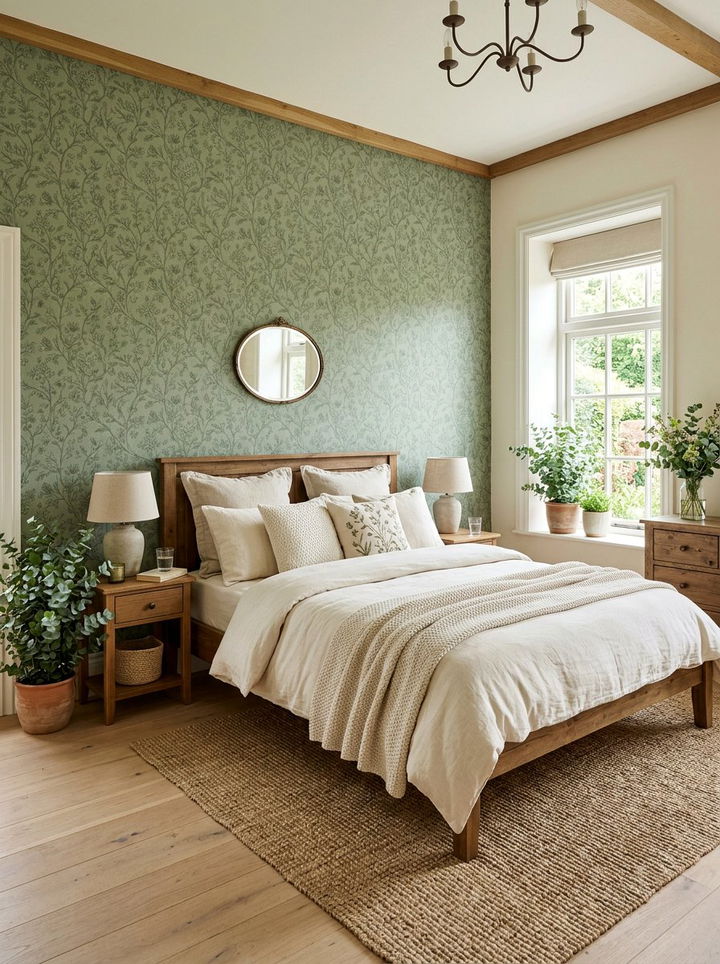 Sage Green Wallpaper - 30 bedroom accent wall wallpapers