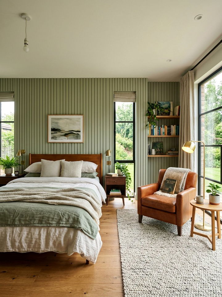 Sage Green Wood Paneling Bedroom - 30 sage green accent wall bedroom