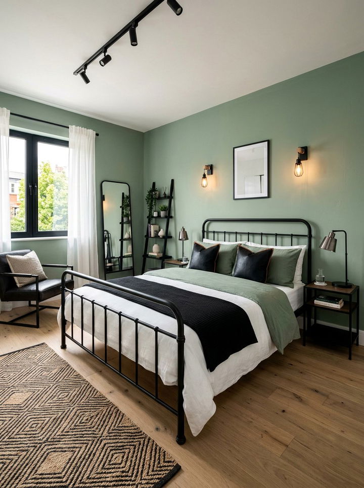 Sage Green and Black Bedroom - 30 sage green bedroom ideas