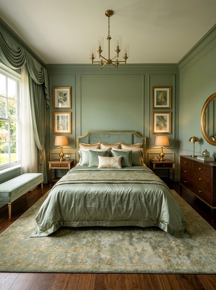 Sage Green and Gold Bedroom - 30 sage green bedroom ideas