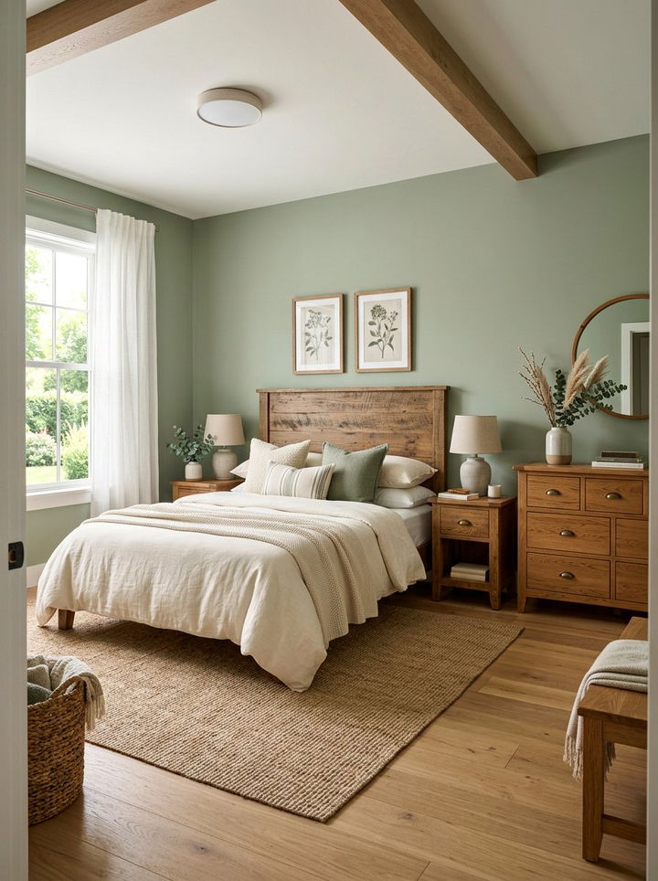Sage Green and Wood Bedroom - 30 sage green bedroom ideas