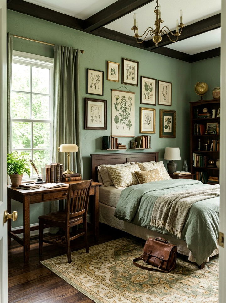 Sage Green - 30 dark academia bedroom color ideas