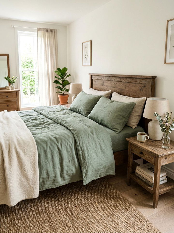 Sage Linen Bedding - 30 sage bedroom decor ideas