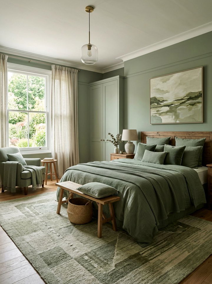 Sage Monochromatic Bedroom - 30 sage bedroom decor ideas