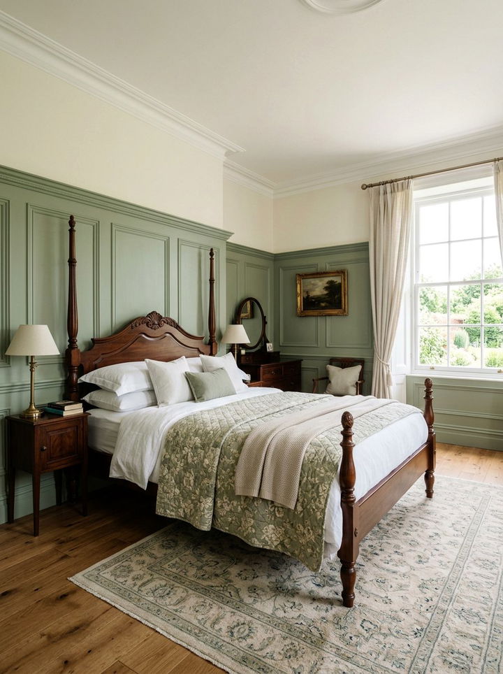 Sage Wainscoting - 30 sage bedroom decor ideas