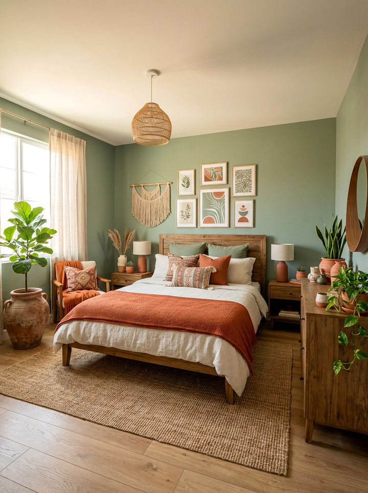 Sage and Terracotta Bedroom - 30 sage bedroom decor ideas