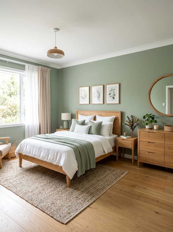 Sage and wood bedroom - 30 sage and white bedroom ideas