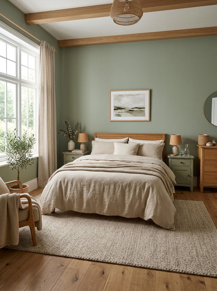 Sage green and beige bedroom - 30 sage bedroom ideas