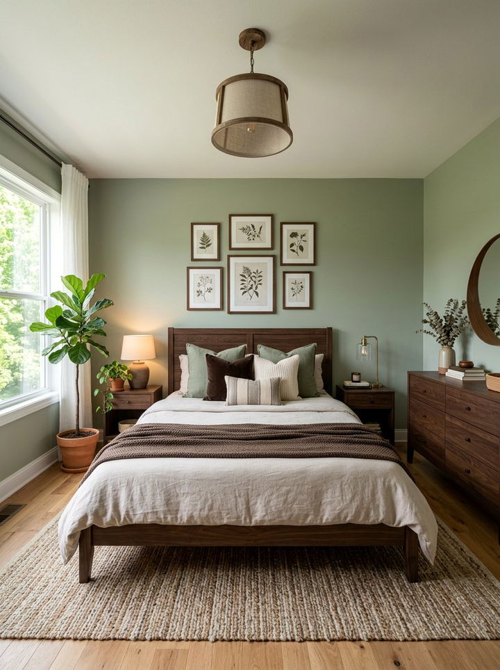 Sage green and brown - 30 brown bedroom ideas