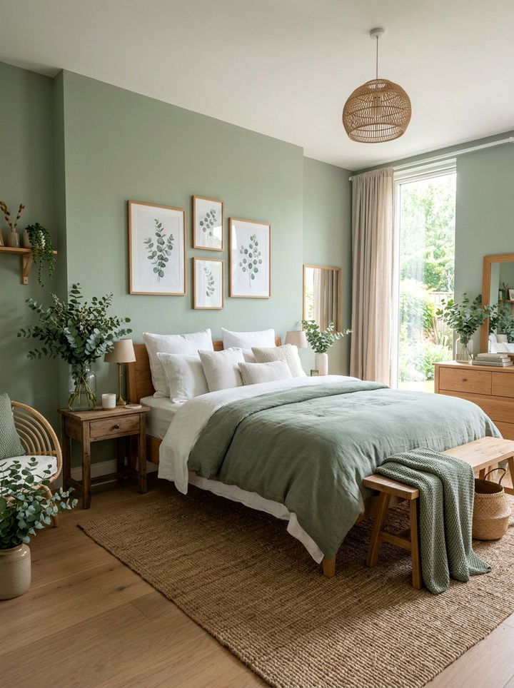 Sage green and eucalyptus bedroom - 30 sage bedroom ideas