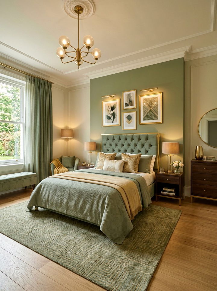 Sage green and gold bedroom - 30 sage bedroom ideas