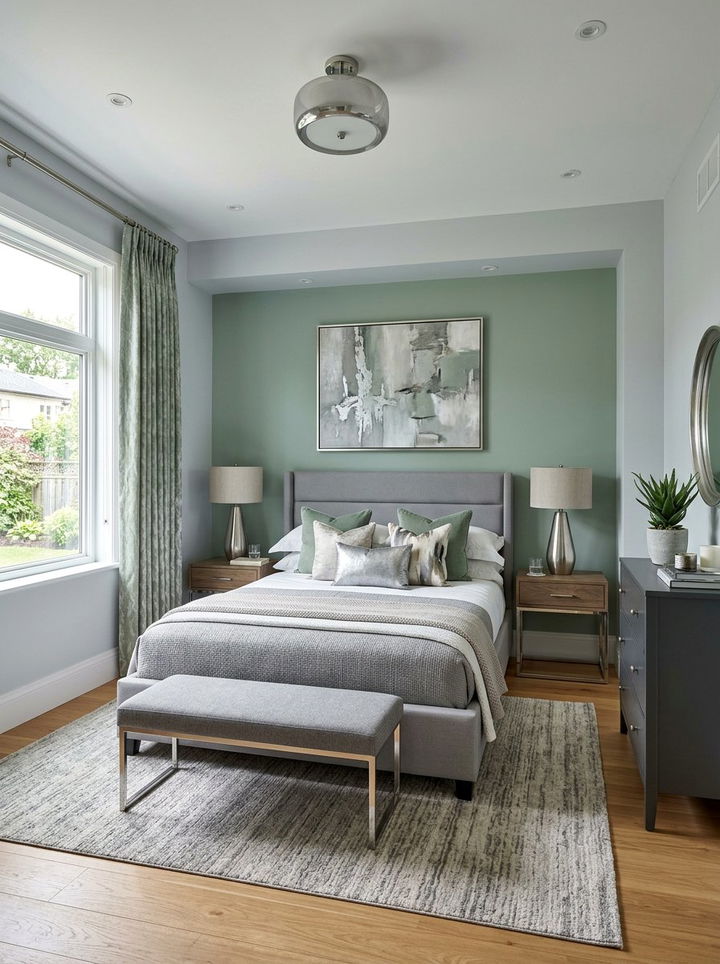 Sage green and grey bedroom - 30 sage bedroom ideas