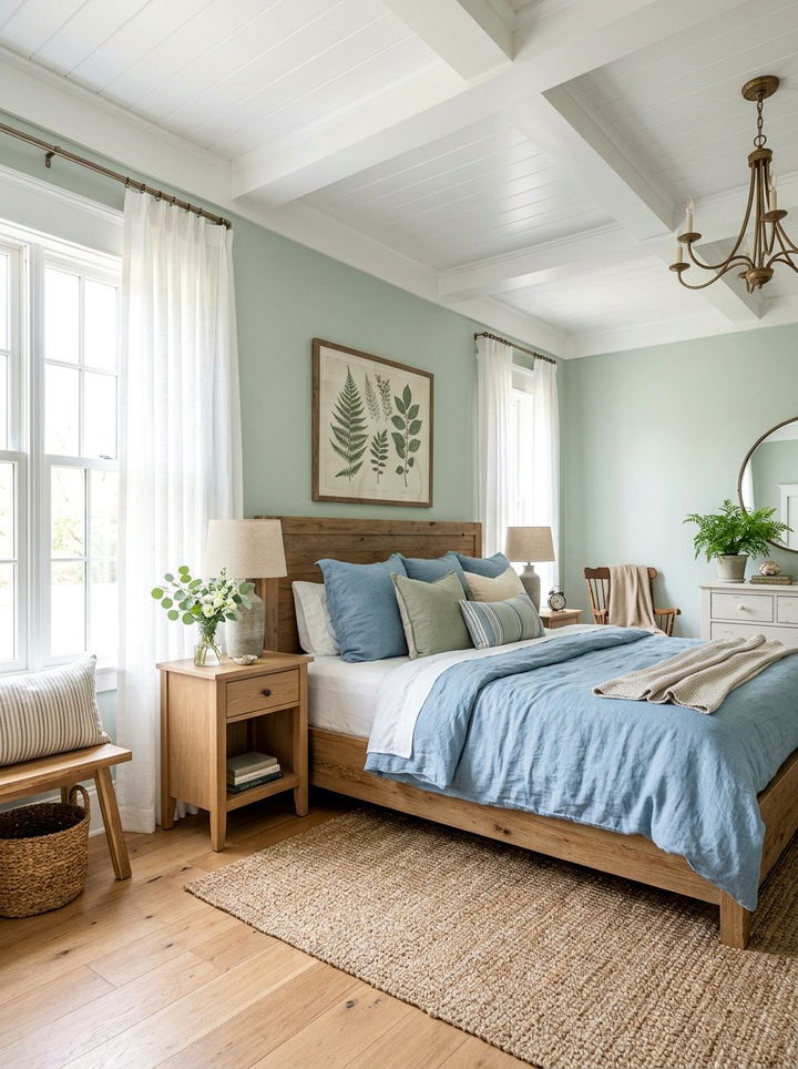 Sage green and sky blue bedroom - 30 blue and green bedroom ideas