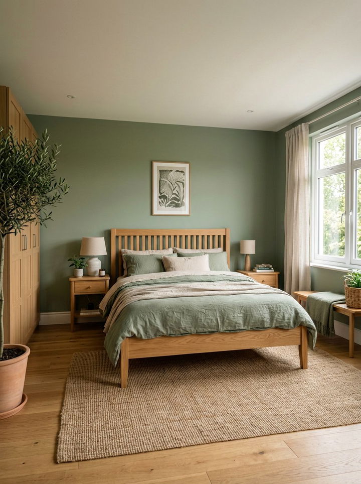 Sage green and wood bedroom - 30 sage bedroom ideas