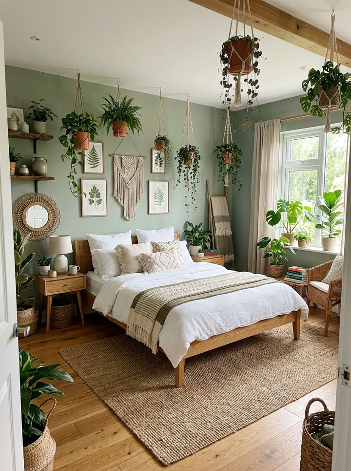 Sage green boho bedroom - 30 boho bedroom color ideas
