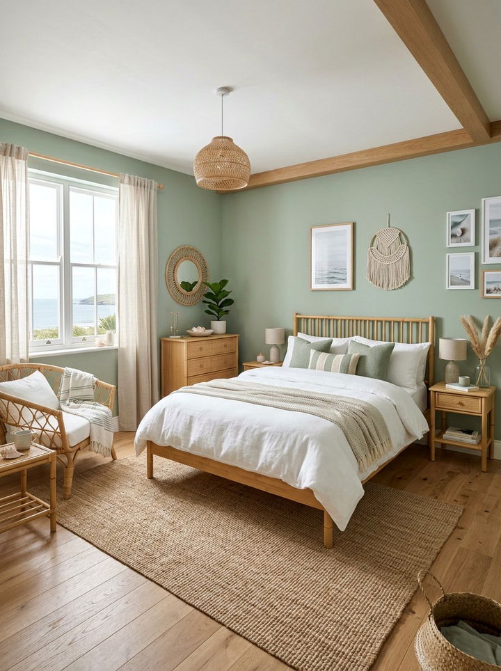 Sage green coastal bedroom - 30 coastal bedroom color ideas