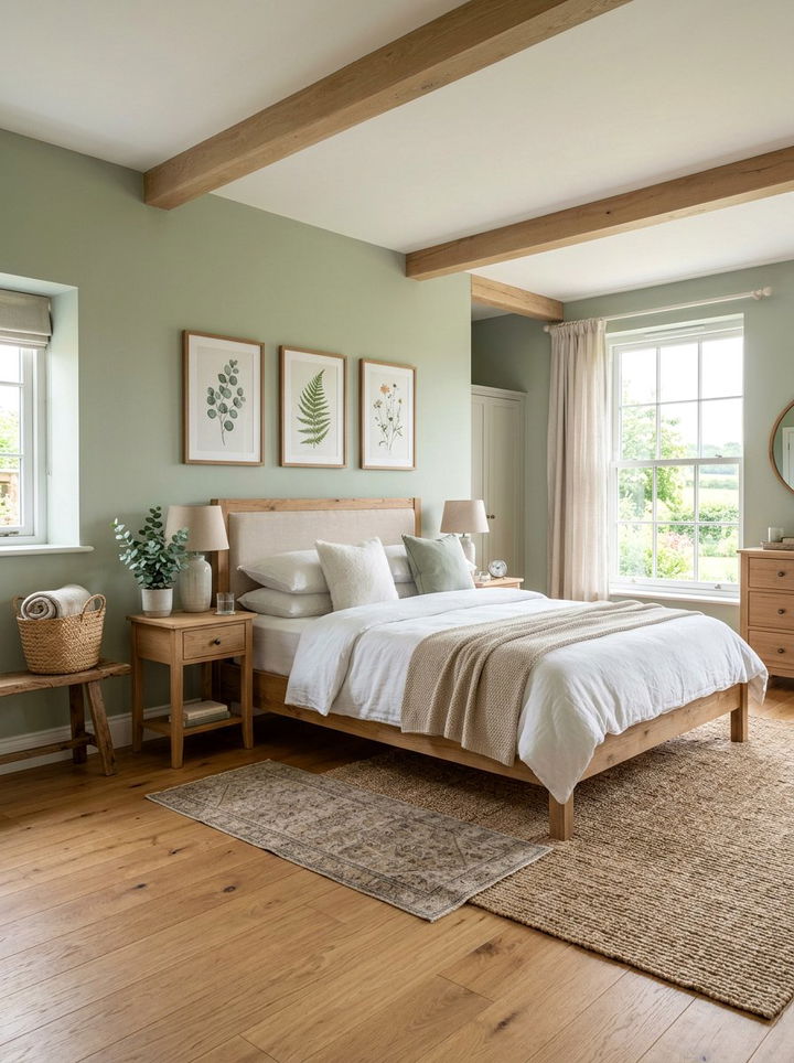 Sage green farmhouse bedroom - 30 farmhouse green bedroom ideas