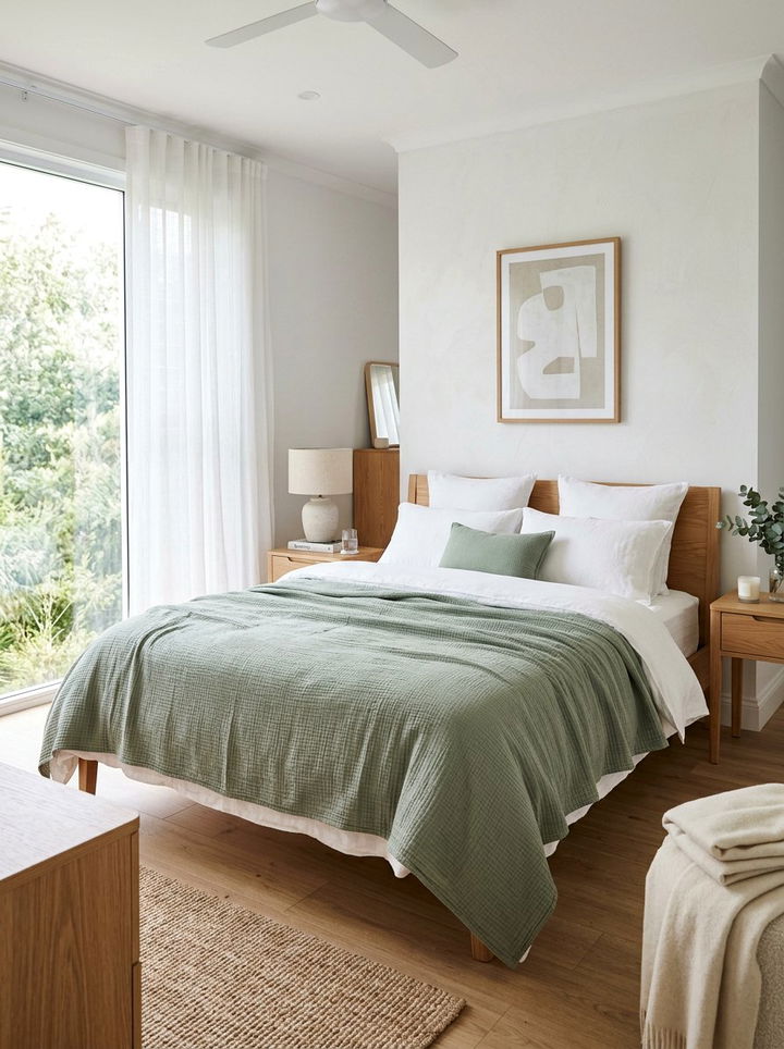 Sage green gauze bed cover - 30 bedroom cotton blankets