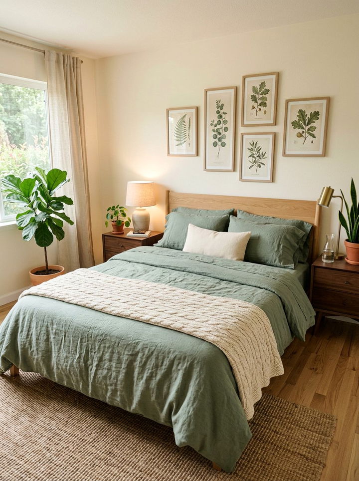 Sage green linen sheets - 30 bedroom linen bedding ideas