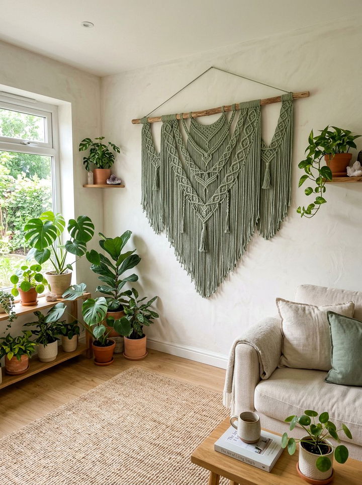 Sage green macrame wall art - 30 bedroom macrame wall hangings
