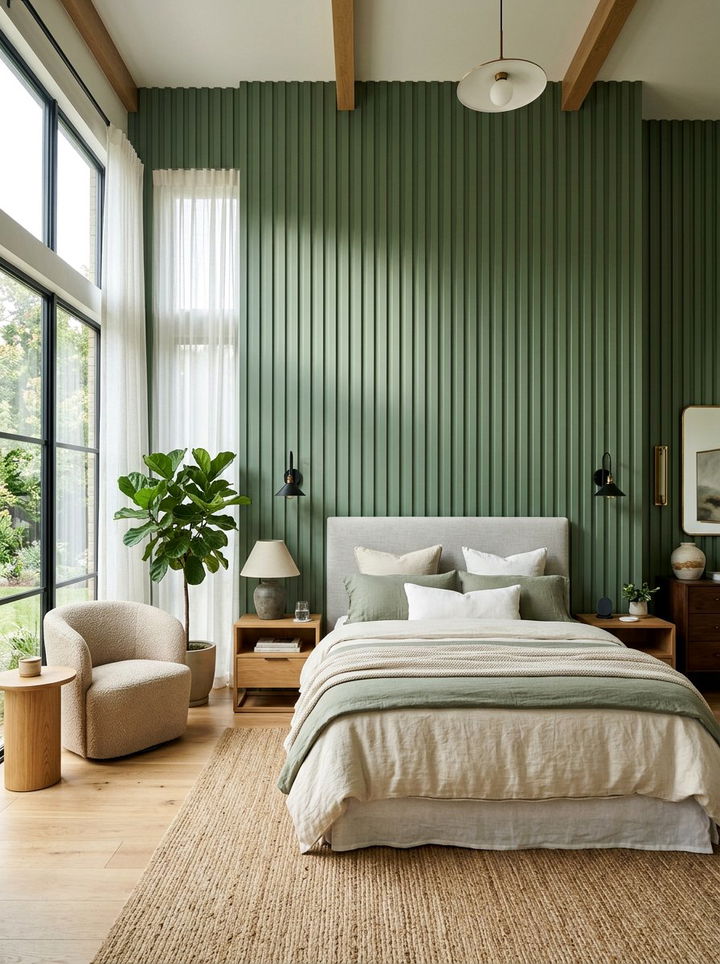 Sage green paneled wall bedroom - 30 sage bedroom ideas