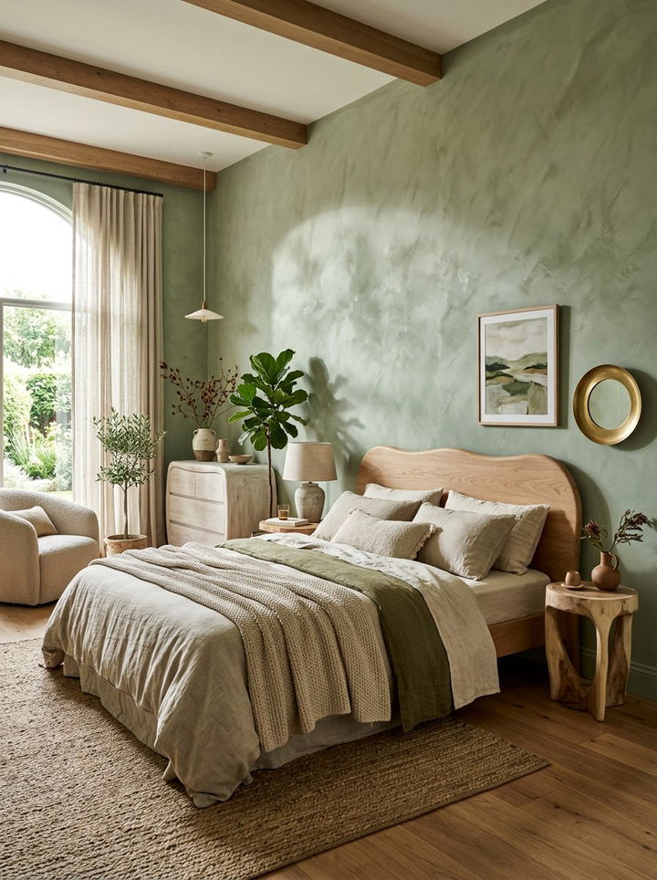 Sage green textured wall bedroom - 30 sage bedroom ideas