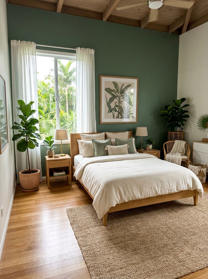 Sage green tropical bedroom - 30 tropical bedroom color ideas