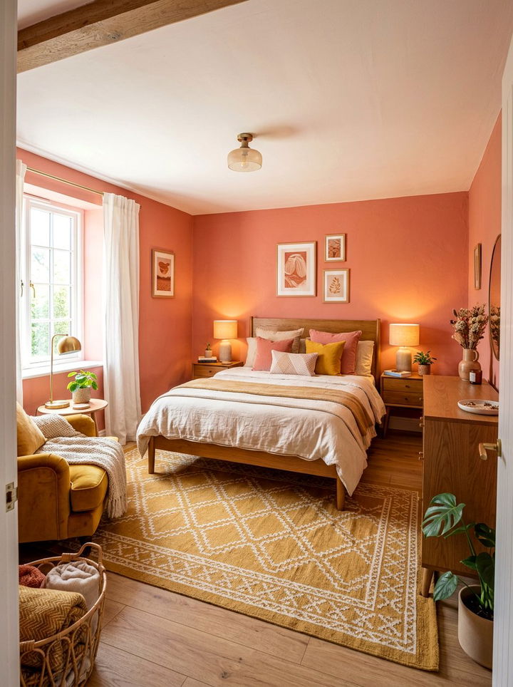 Salmon Pink And Mustard Yellow Bedroom - 30 salmon pink bedroom ideas