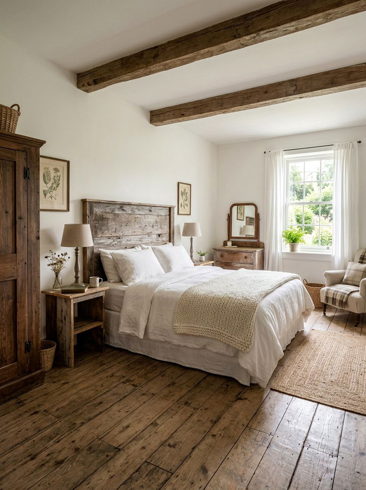 Salvaged Wood White Bedroom - 30 white and wood bedroom color combo