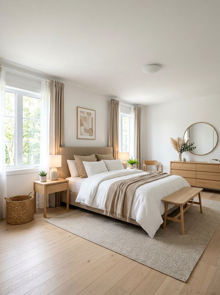 Sand Brown and Chalk White - 30 brown and white bedroom color combo