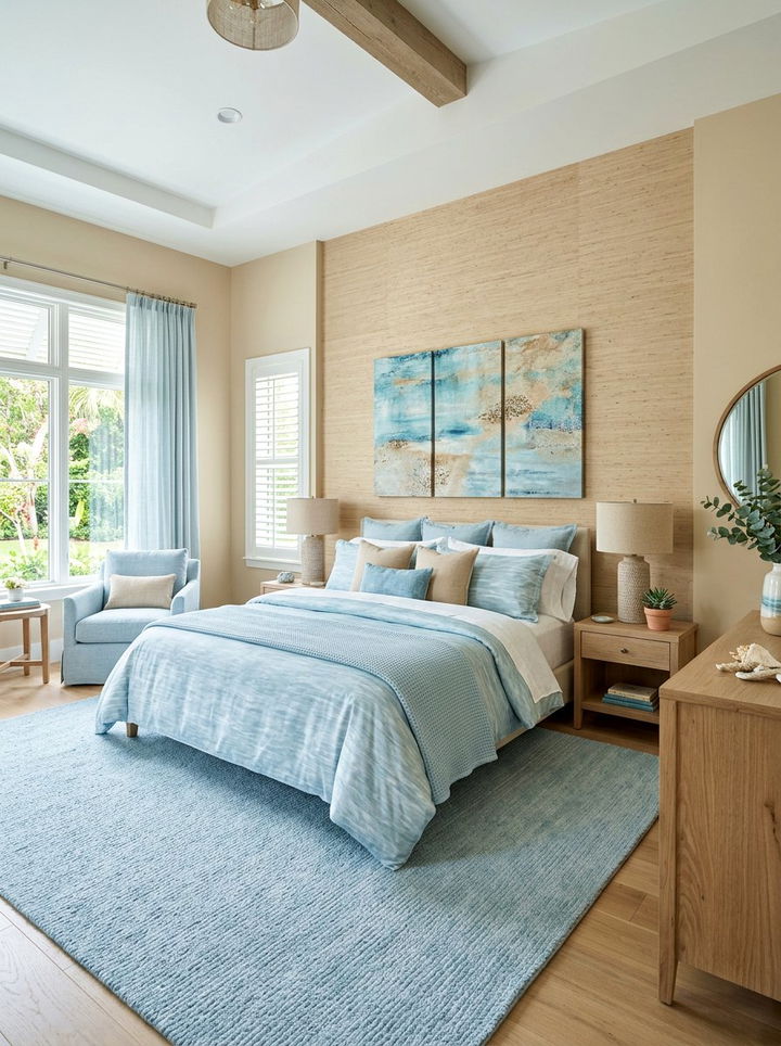 Sand and light blue bedroom - 30 two tone bedroom ideas