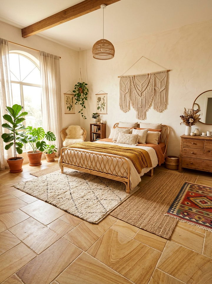 Sandstone Floor Tile - 30 bedroom tile ideas