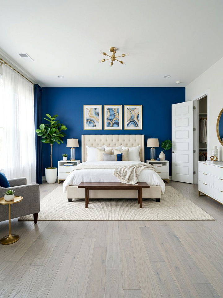 Sapphire Blue Accent Wall - 30 sapphire bedroom ideas
