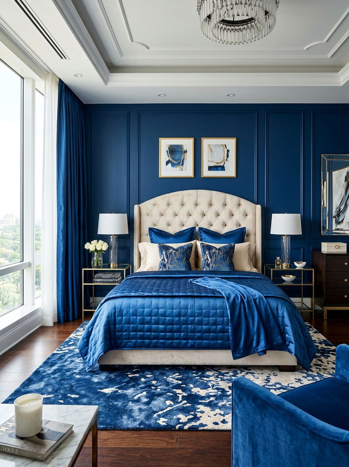 Sapphire Blue Elegant Bedroom - 30 modern blue bedroom ideas