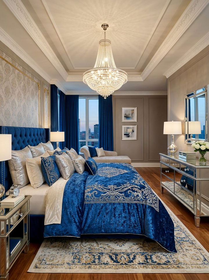 Sapphire Blue Glamorous Duvet - 30 bedroom blue bedding ideas