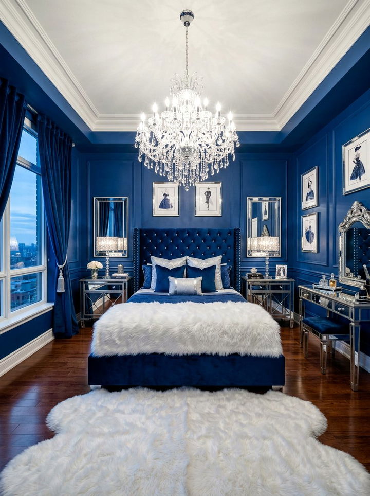 Sapphire Blue Glamour Bedroom - 30 blue bedroom design ideas