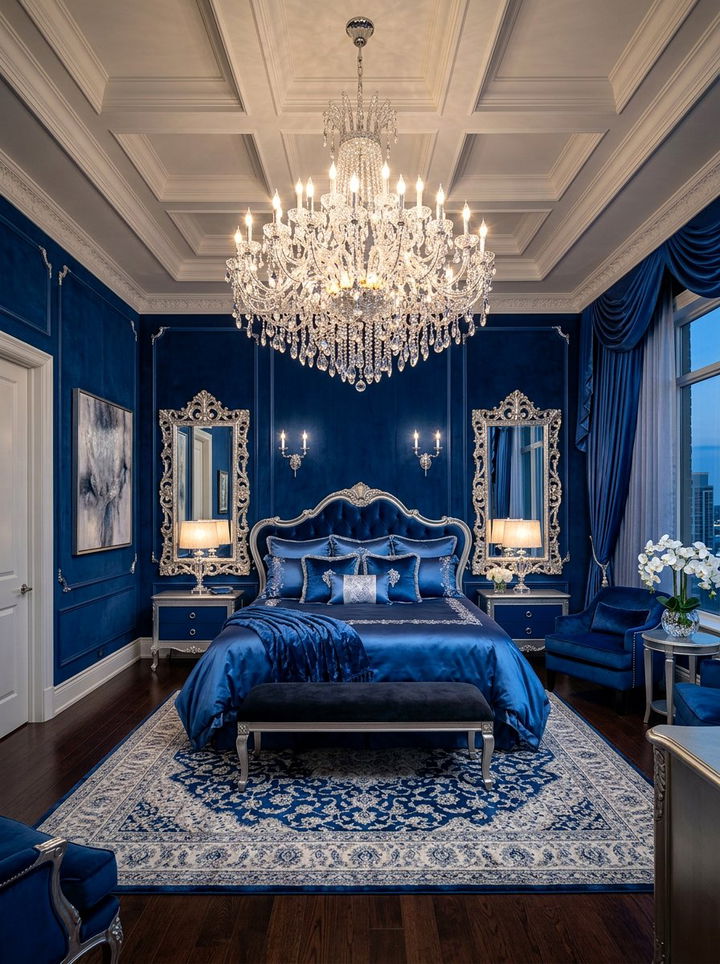 Sapphire Blue Luxury Bedroom - 30 cool blue bedroom ideas
