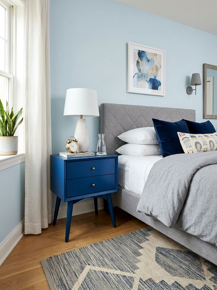Sapphire Blue Nightstand - 30 sapphire bedroom ideas