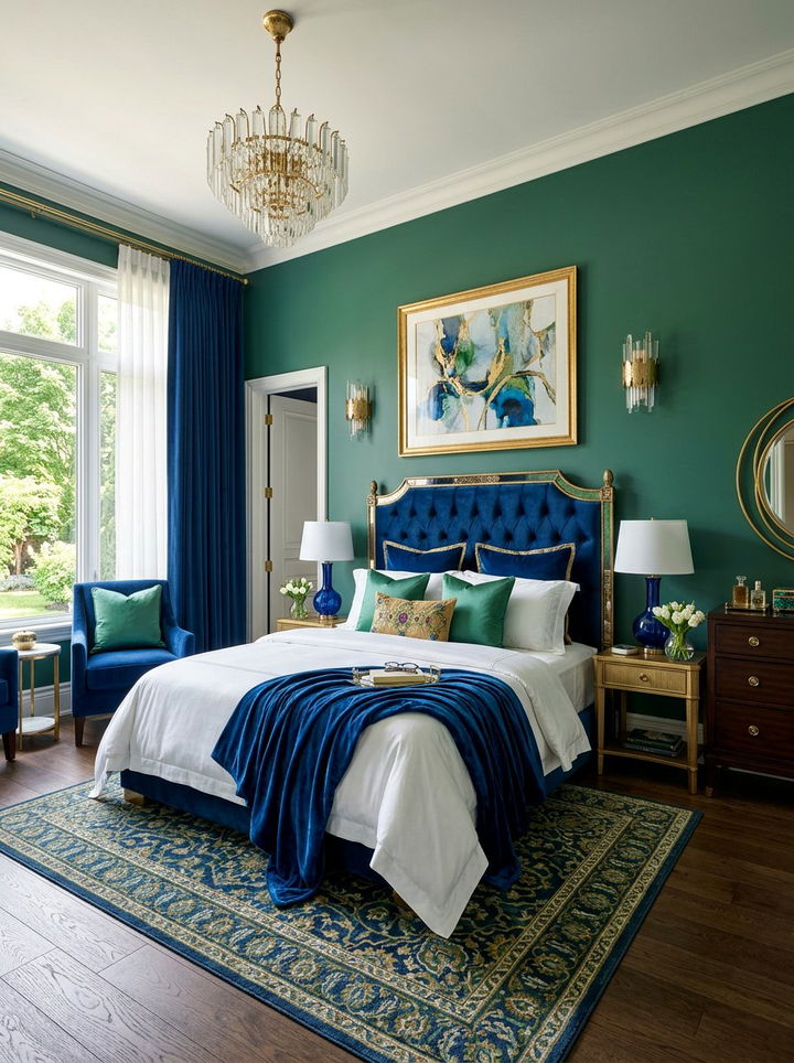 Sapphire blue and jade green bedroom - 30 blue and green bedroom ideas