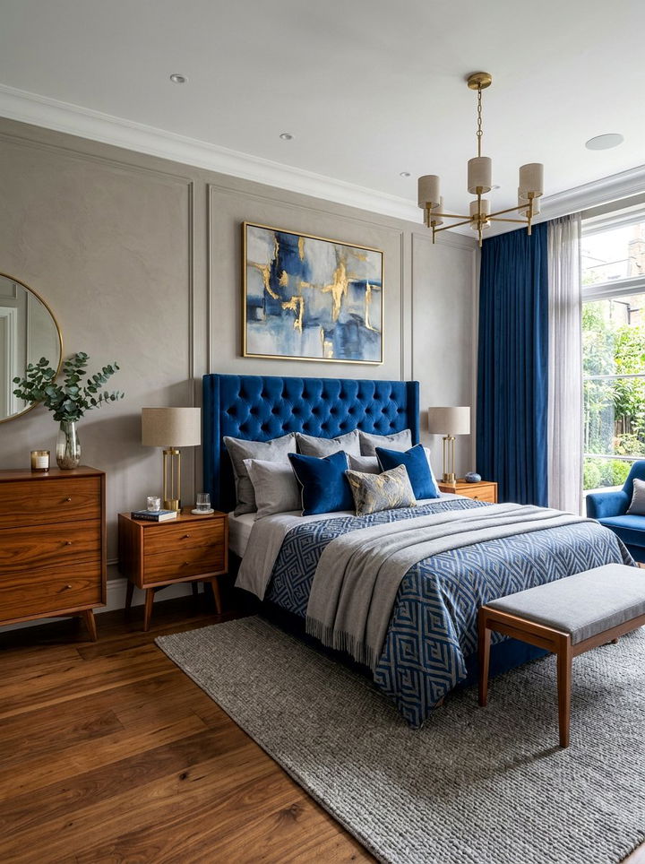 Sapphire blue and teak bedroom - 30 blue and brown bedroom color combo